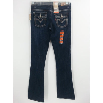 Levi's Boot Cut Slim Blue Jeans Denim Dark Wash Embroidered Girls NEW 14 Slim