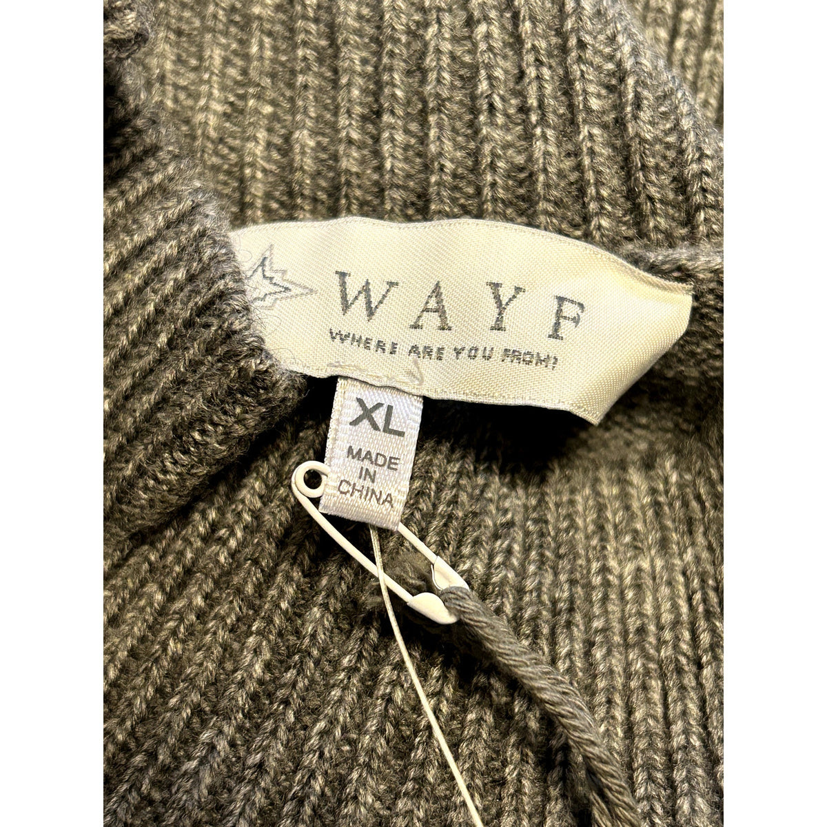 WAYF NWT Lola Puff Sleeve Dark Grey Sweater Dress Size XL