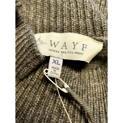 WAYF NWT Lola Puff Sleeve Dark Grey Sweater Dress Size XL
