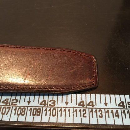 Vintage Stretchy Tan Brown Top Grain Leather Belt & Buckle Mens Size 36