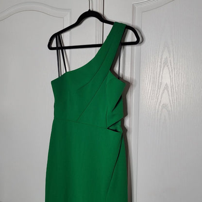 Xscape Emerald Green One Shoulder Gown Open Waist Size 12 US formal evening