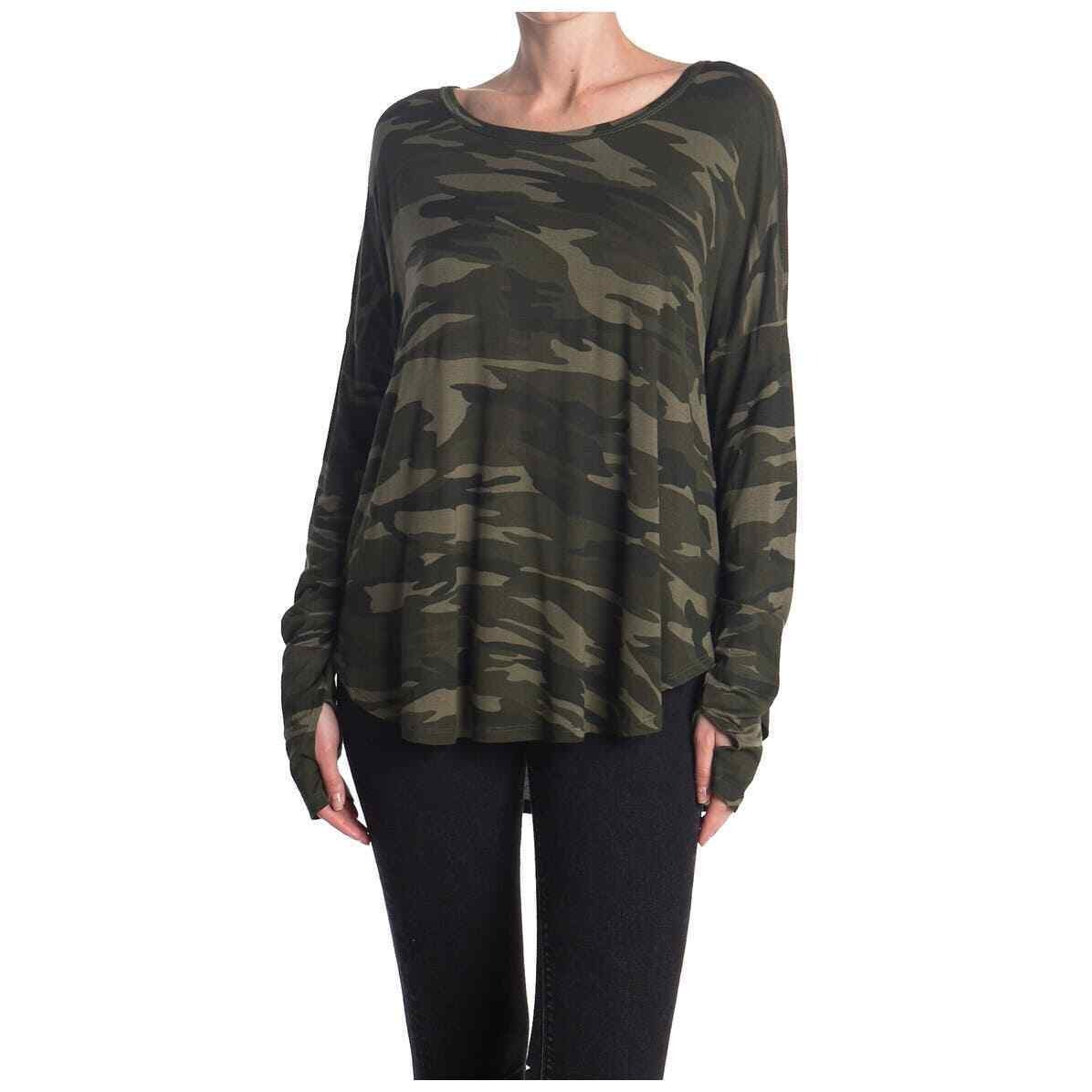 Sweet Romeo Camo Green size XS NEW Thumbhole Long Sleeve Stretch Jersey Top