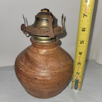 Art Pottery Clay Handmade Signed Hurricane Lamp Lantern Signed LHT INT ?