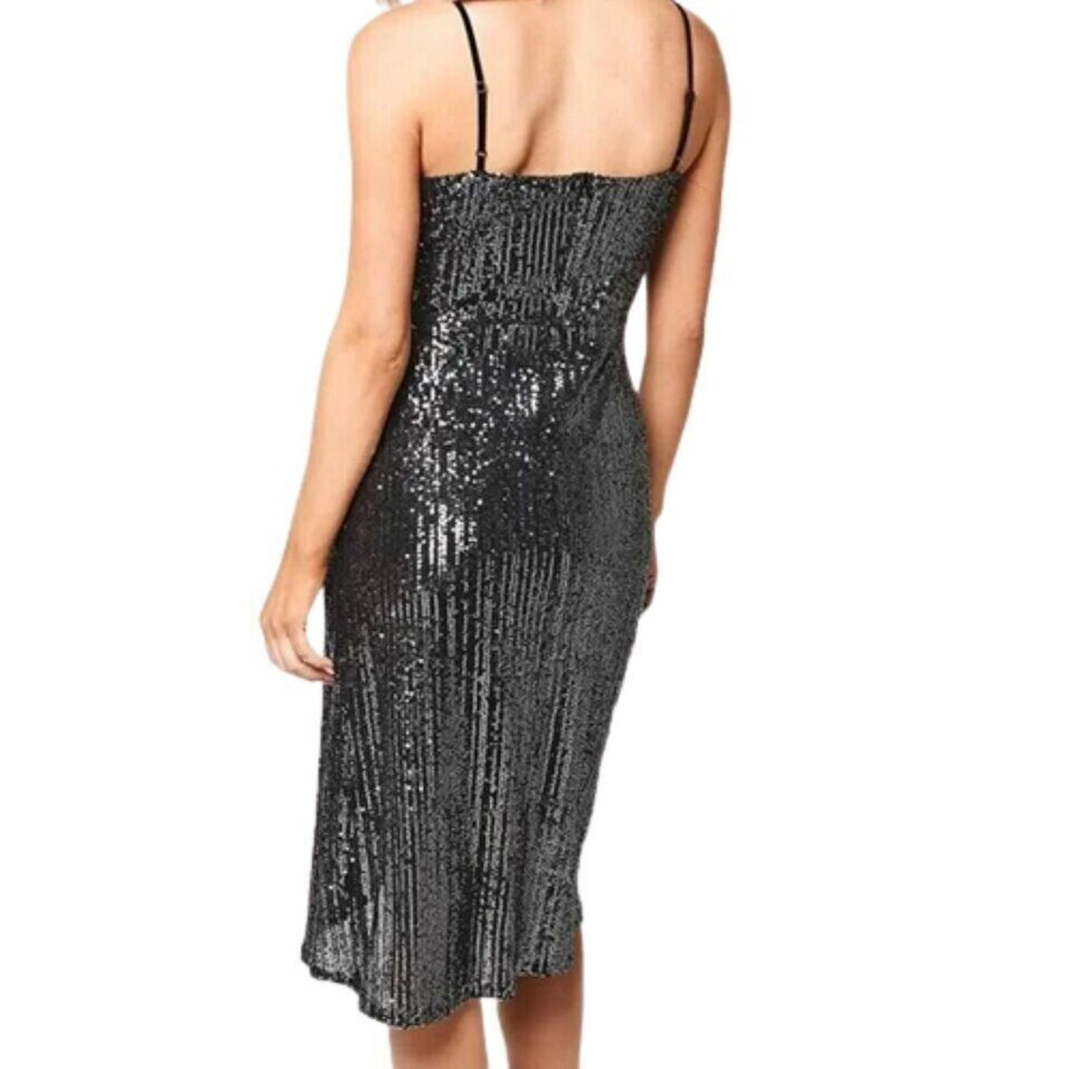 Cupcakes And Cashmere LBD Joelle Wrap Sequin Midi Party Dress Small Black NWT