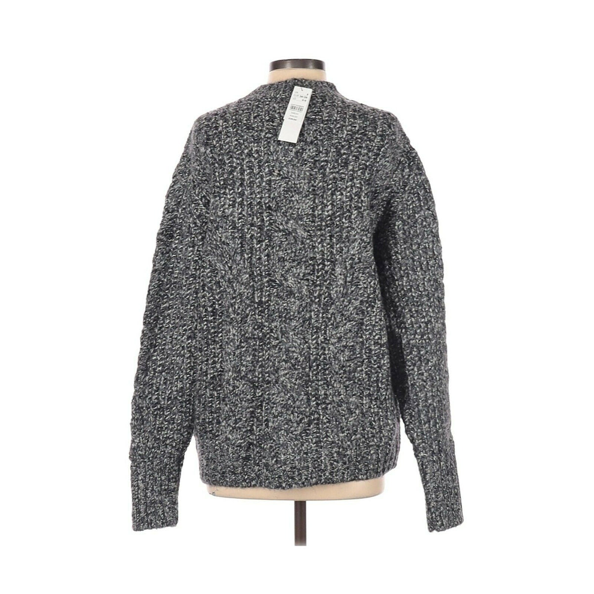 Topshop NWT Vertical Cable Knitted Pullover Sweater Gray Black Size 8-10
