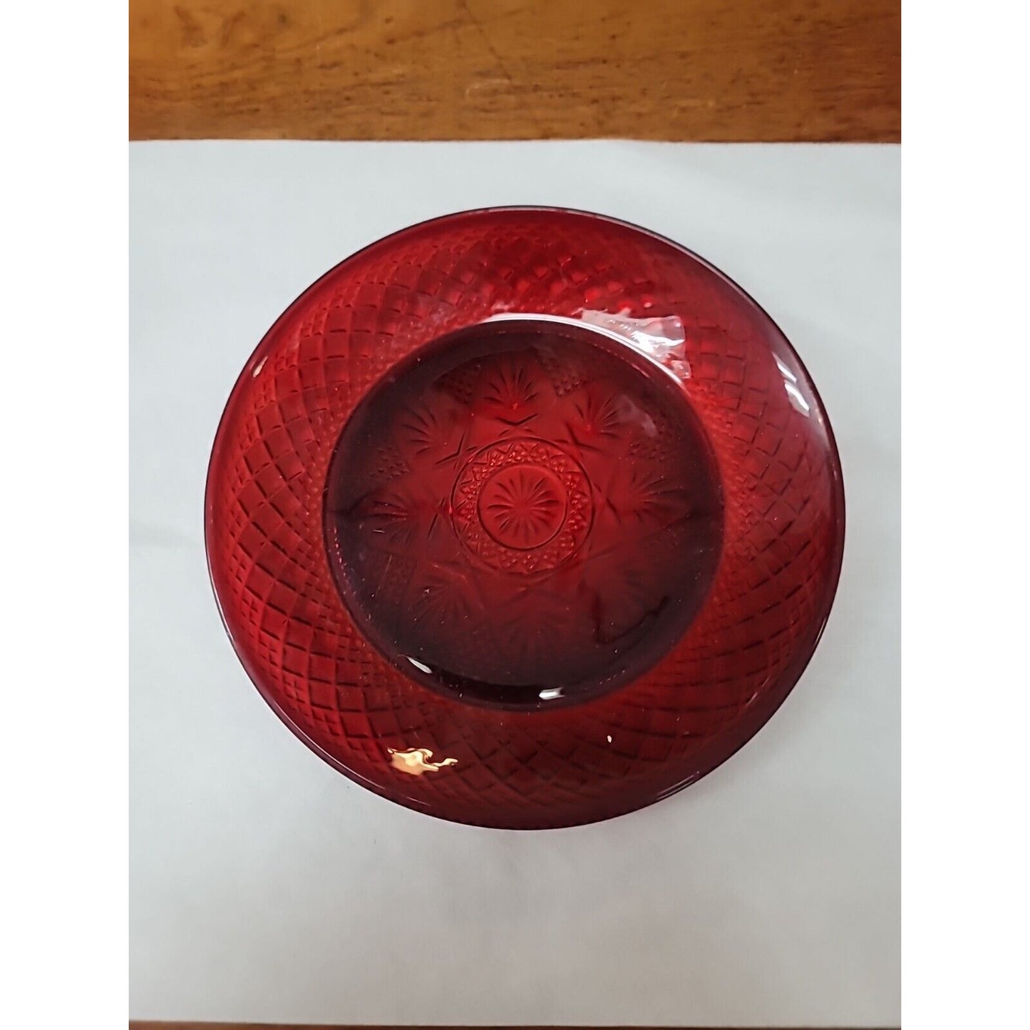 Vintage Ruby Red Cristal D'Arques Durand of France 8" Salad Plate