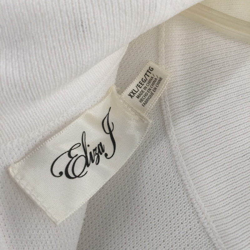Eliza J. Pearl Trim Mock Neck Dress Ivory fit flare XXL long sleeve cocktail NEW