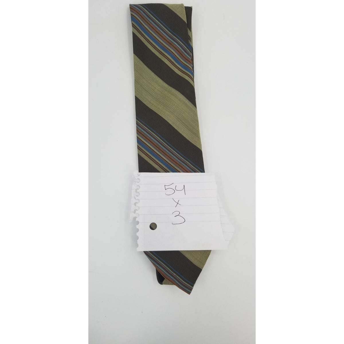 Towncraft Vintage WIDE  Mens Neck Tie 54" Green Striped Wool Blend Penneys