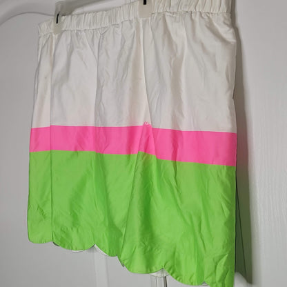 Lilly Pulitzer Mimosa Pink White Green Skirt Size XL Elastic Waist Scallop Edge