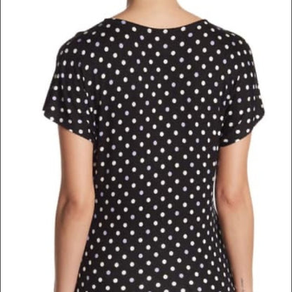 14th & Union Shirred Wrap Polka Dot T-Shirt Size Large
