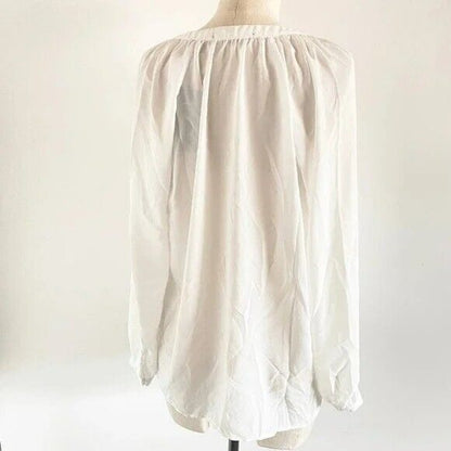 Gibson Long Sleeve V-Neck Button Front Tunic Top Blouse Sz Extra Large Ivory NWT