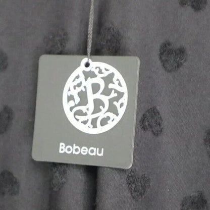 Bobeau V-Neck Long Sleeve Flocked Hi-Low Top Sz XS/Extra Small Black Hearts NWT