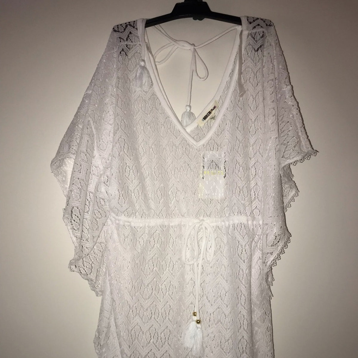 Miken Swim NEW White Lace Swim Cover Up Top Size Medium