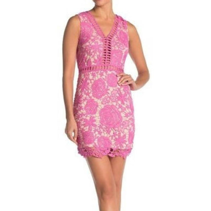Love x Design Pink Lace Lattice Casual Sleeveless Dress Medium Summer Knee High