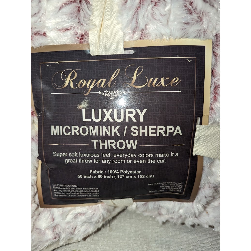Royal Luxe Luxury Micromink Reversible Sherpa Blanket Throw RED NEW