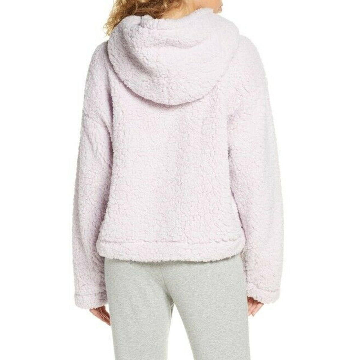 Zella Cassie Faux Shearling Hoodie Toggle-Drawcord Hood Kangaroo Pocket X-Large