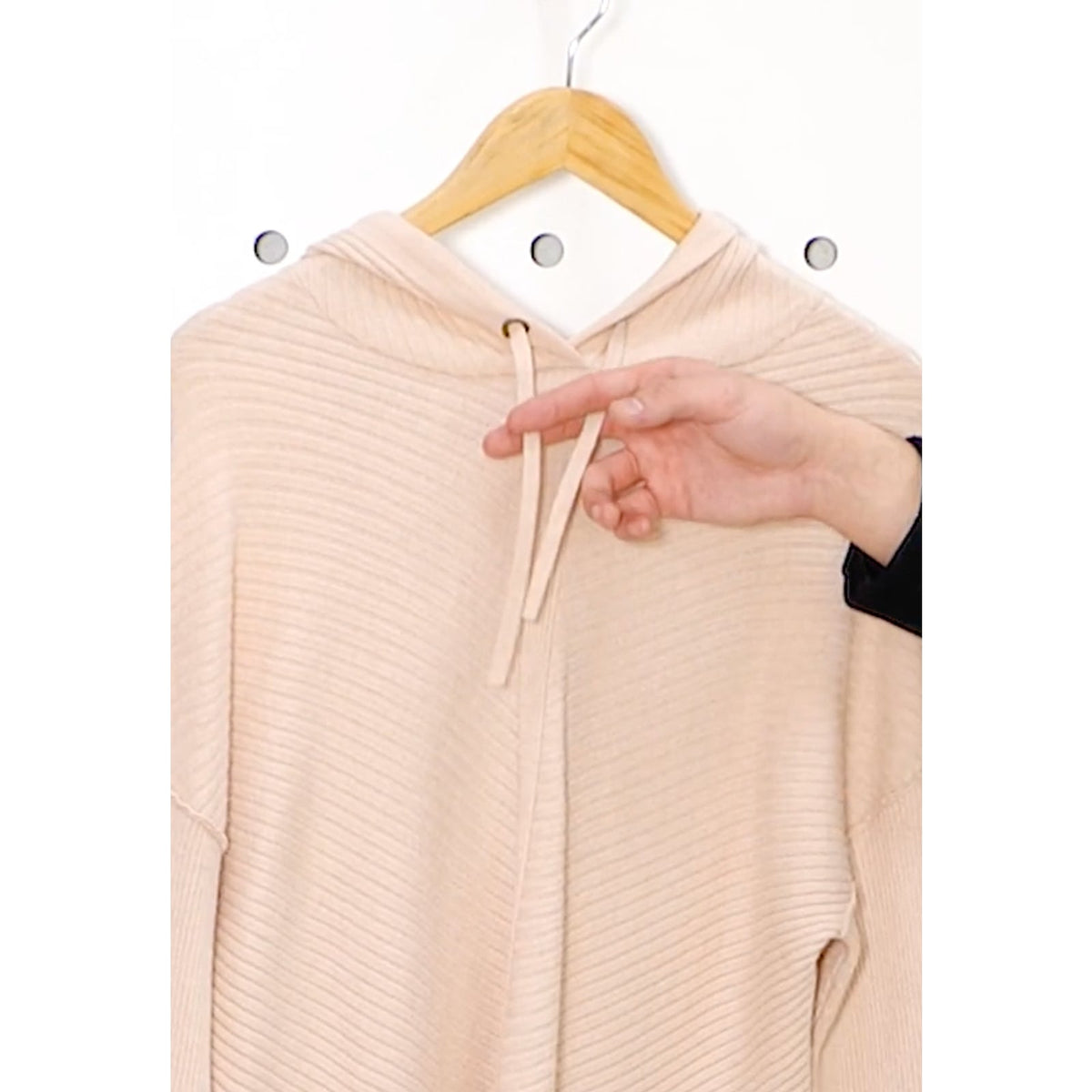Caslon NWT Hooded Pullover Sweater Pink Peach Long Sleeve Ribbed Knit Size Small