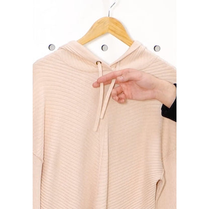 Caslon NWT Hooded Pullover Sweater Pink Peach Long Sleeve Ribbed Knit Size Small