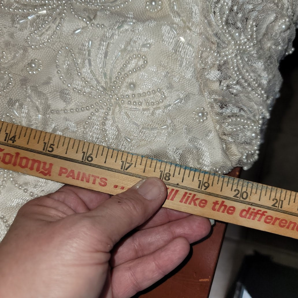 Lawrence Kazar N.Y. beaded Gown Mother in Law Wedding Dress Large Vintage Cream