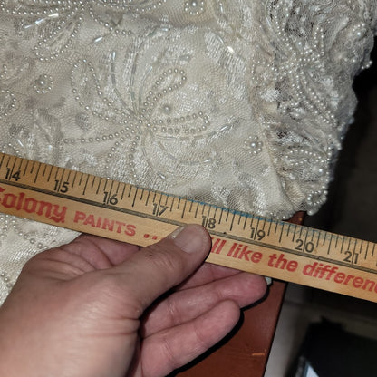 Lawrence Kazar N.Y. beaded Gown Mother in Law Wedding Dress Large Vintage Cream