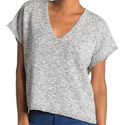 Madewell Ellendale Sleeveless V-Neck Pullover Top XS/Extra Small Marled Oreo NWT