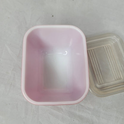 PYREX red refrigerator container storage glass dish lid VINTAGE 4 1/4" x 3 1/4"