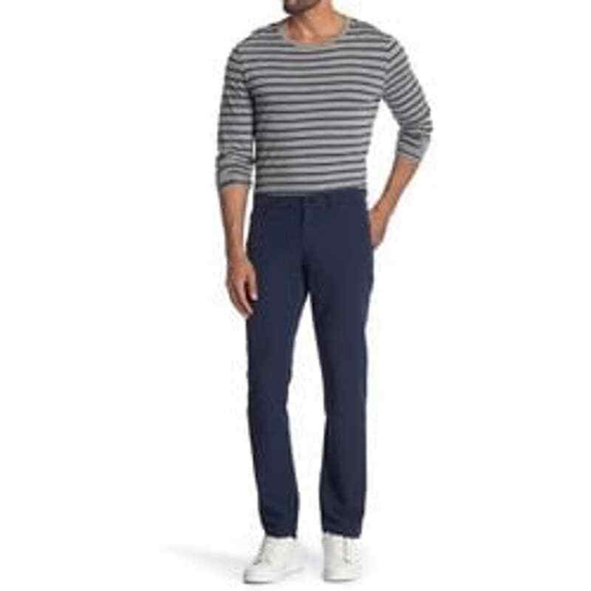 Wallin Brothers Stretch Chino Pants High Rise Flat Front Blue Size W34