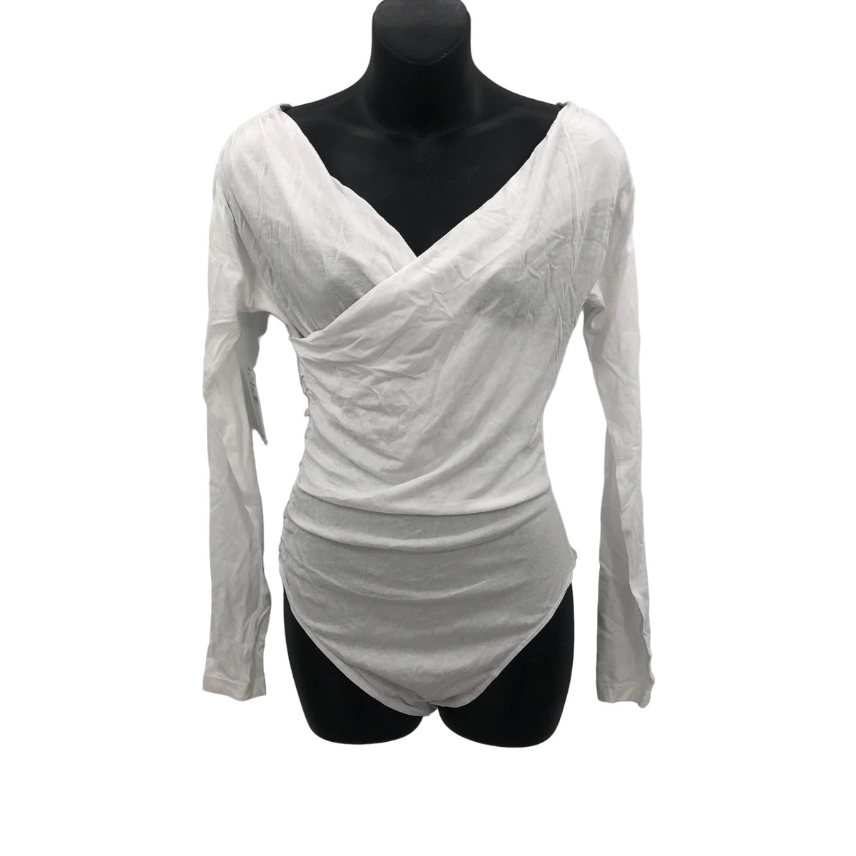 Abound Womens Off The Shoulder Wrap Bodysuits  Long Sleeve White Size Small NWT