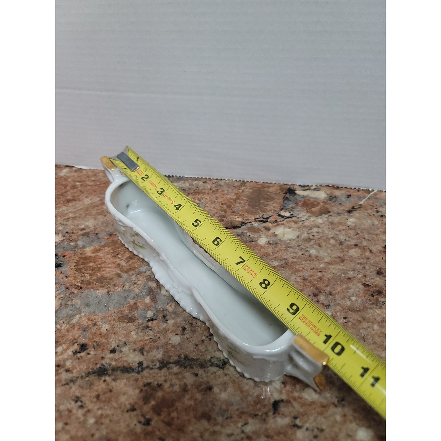 11" napkin porcelain Vintage Hand Painted flatware rest Spoon Holder Floral