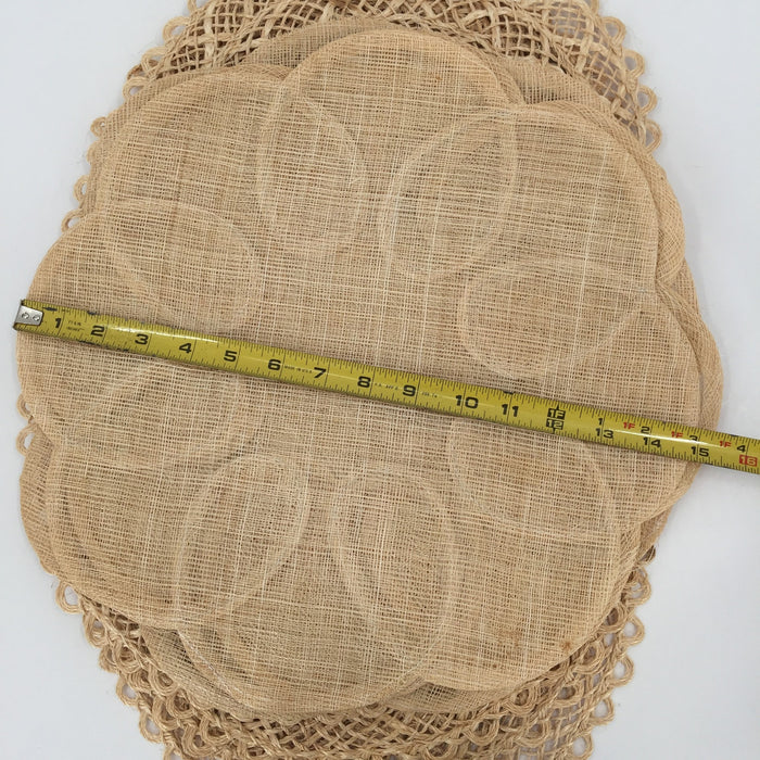 Vintage SET of 4  Raffia Straw Wicker Placemat Home Decor Round Earthtone