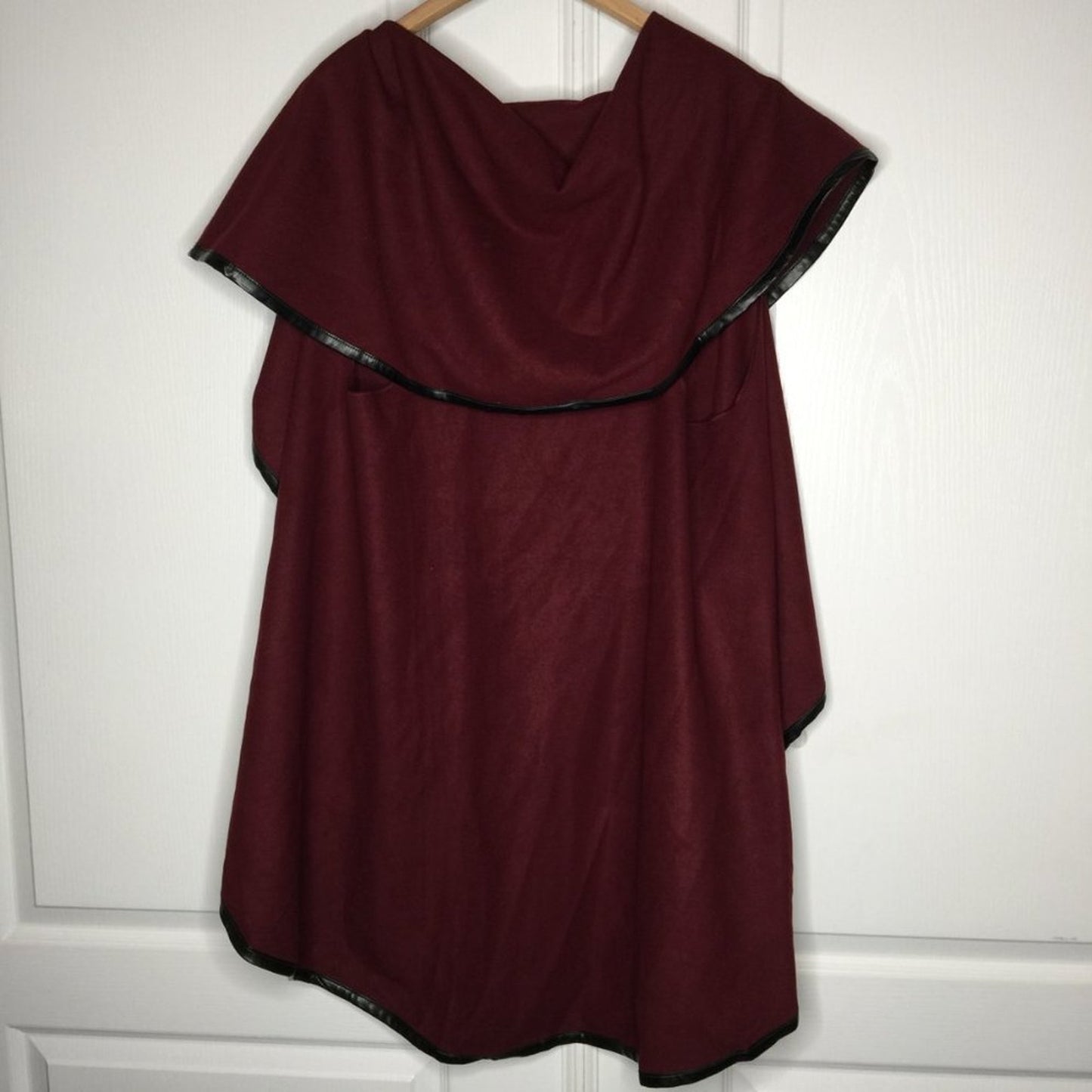 Dillard's Wool Blend Circle Cardigan Cover-up Kimono Duster Open Front Wine M/L