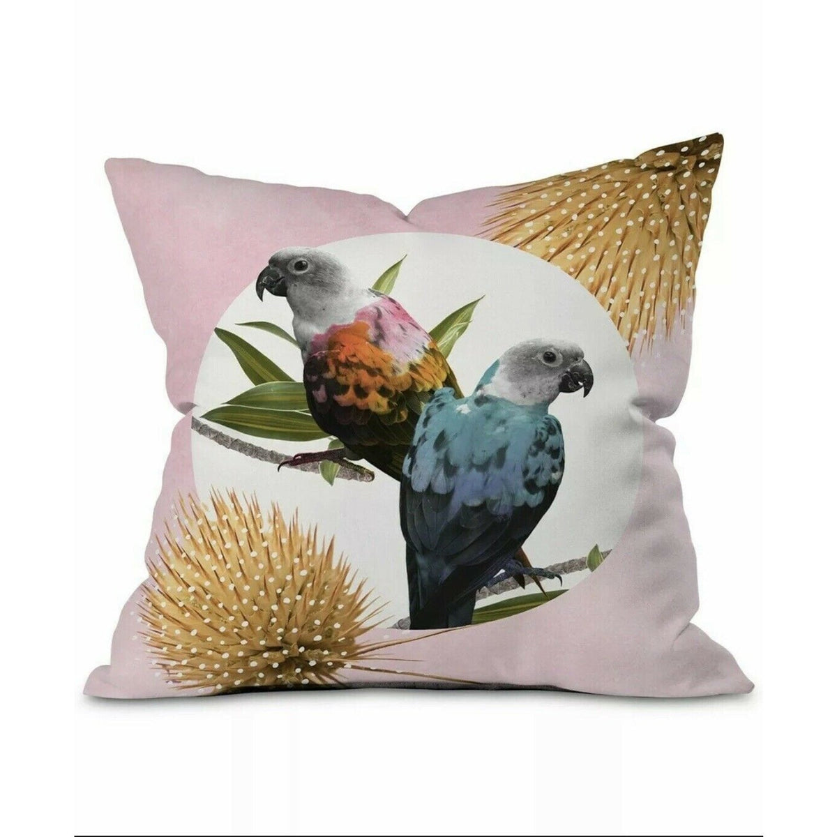 Deny Design Jolly Parrots 16" X 16" Throw Pillow Pink Multi Square Tropical Bird