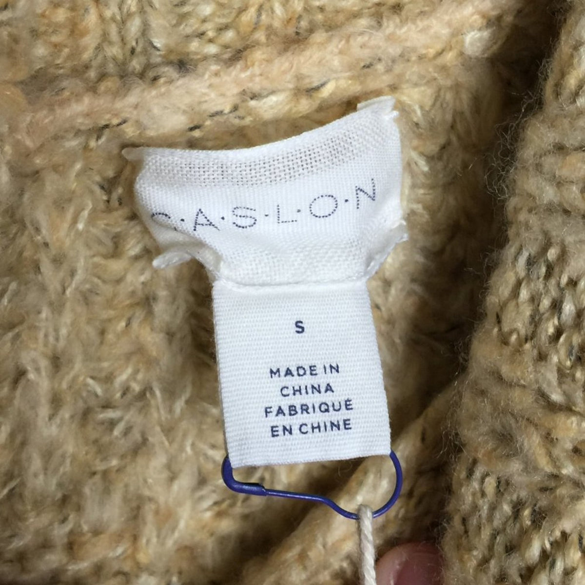 Caslon Pullover Sweater Turtle Neck Long Sleeve Ribbed Cuff Beige Small NEW KNIT