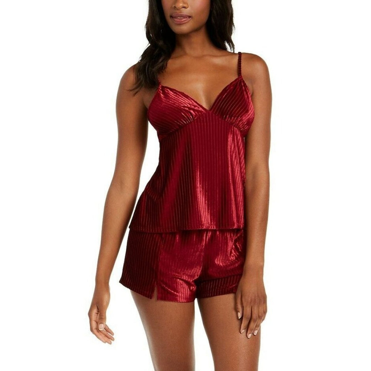INC Ribbed Velvet Top Pajama Shorts Set Cherry Pie Size XXLarge