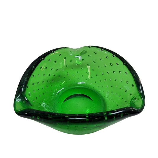 Green Bullicante Murano Glass Bowl or Ashtray, Italy, 1970sVINTAGE BEAUTIFUL