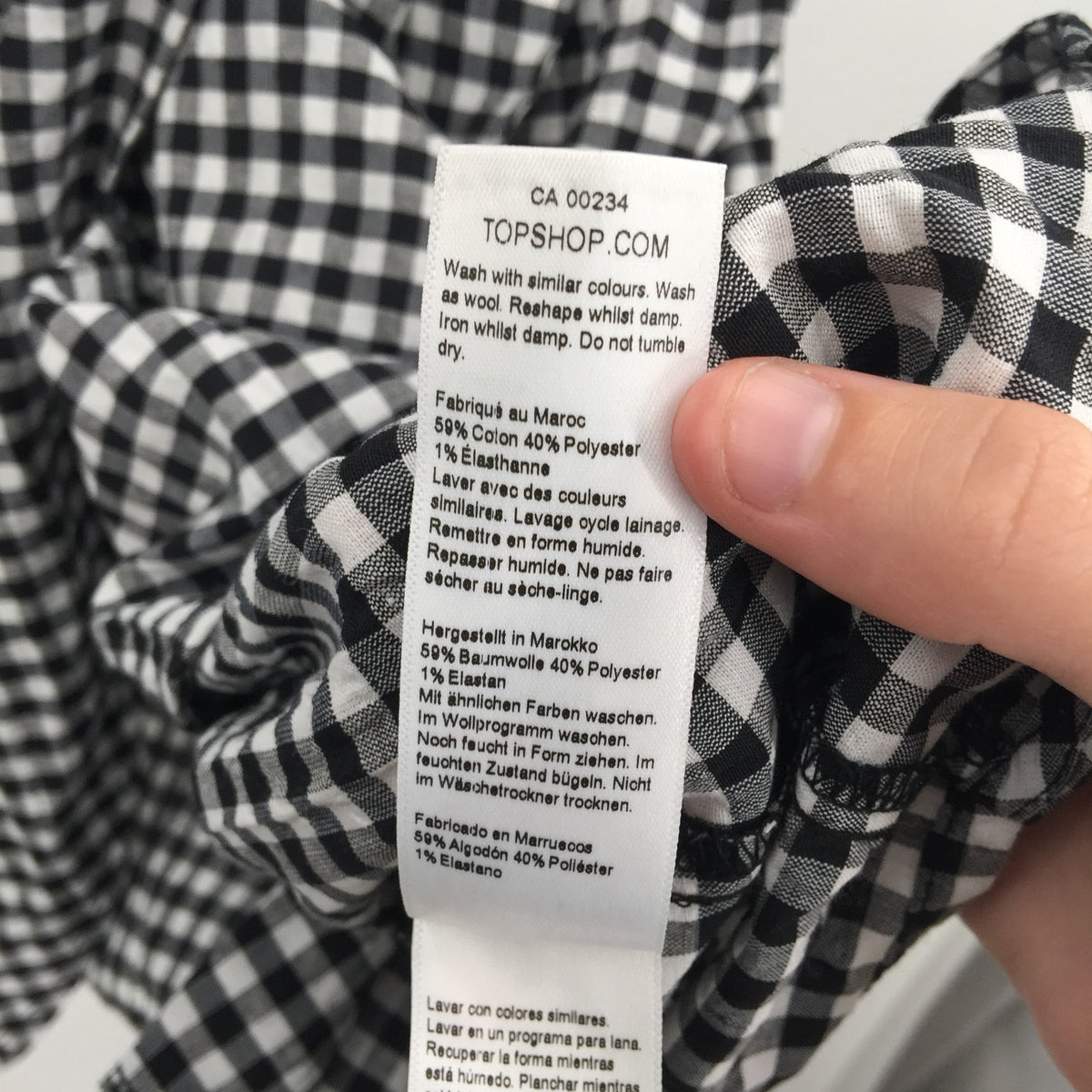 Topshop Gingham Print Wrap Mini Dress Short Sleeve White/Black Size 6 NWT