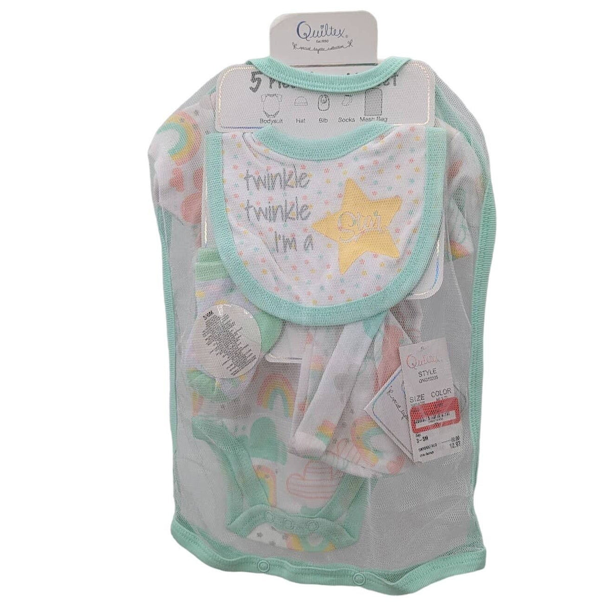 Lot of 2 Rainbow Green Baby Outfit Set 5 Piece Two 3-6m SHOWER gifts Maternity