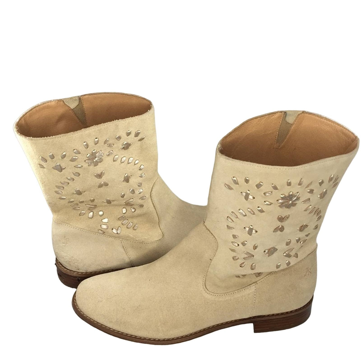 JACK ROGERS Kaitlin Tan suede boots leather accent 7.5 Medium Booties