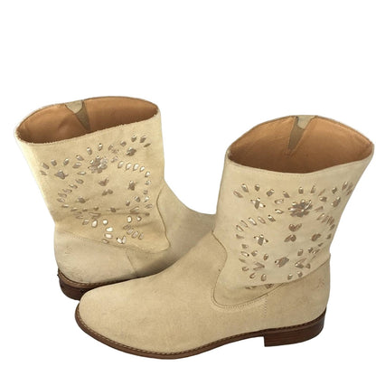 JACK ROGERS Kaitlin Tan suede boots leather accent 7.5 Medium Booties