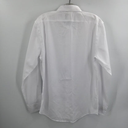 NORDSTROM  17" MEN'S SHOP Trim Fit Non-iron Dress Shirt In White Triangle Dobby