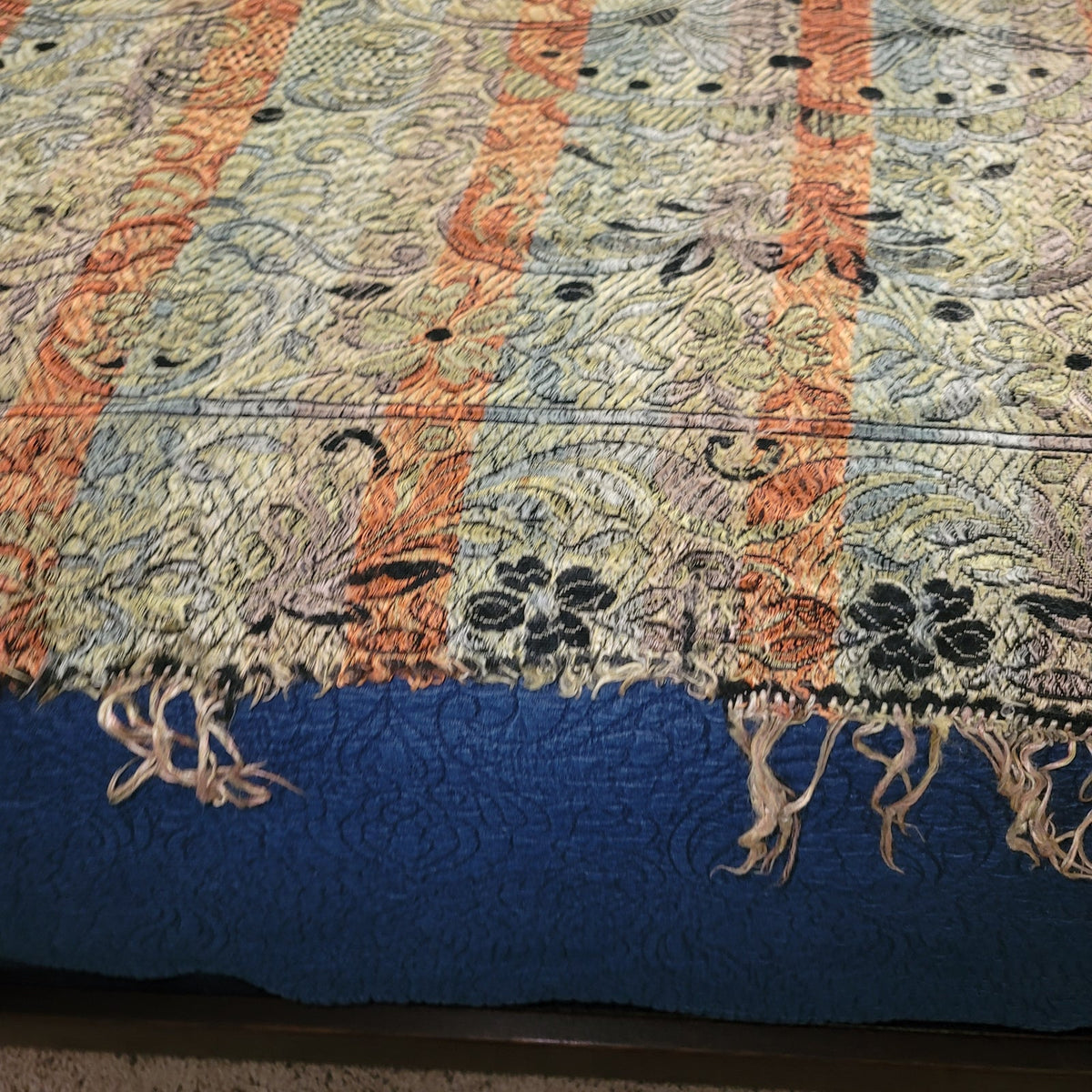 Metallic copper black throw fringe BOHO damaged coverlet crafting artwork teddie