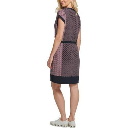 DKNY Women's V-Neck Cap-Sleeve Dress Size Medium drawstring waist CASUAL