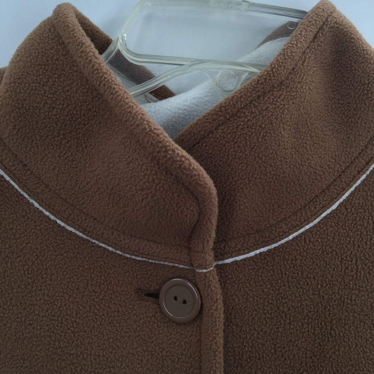 QVC XL Reversible button Front Fleece Jacket Coat Long Sleeves Brown Side Pocket