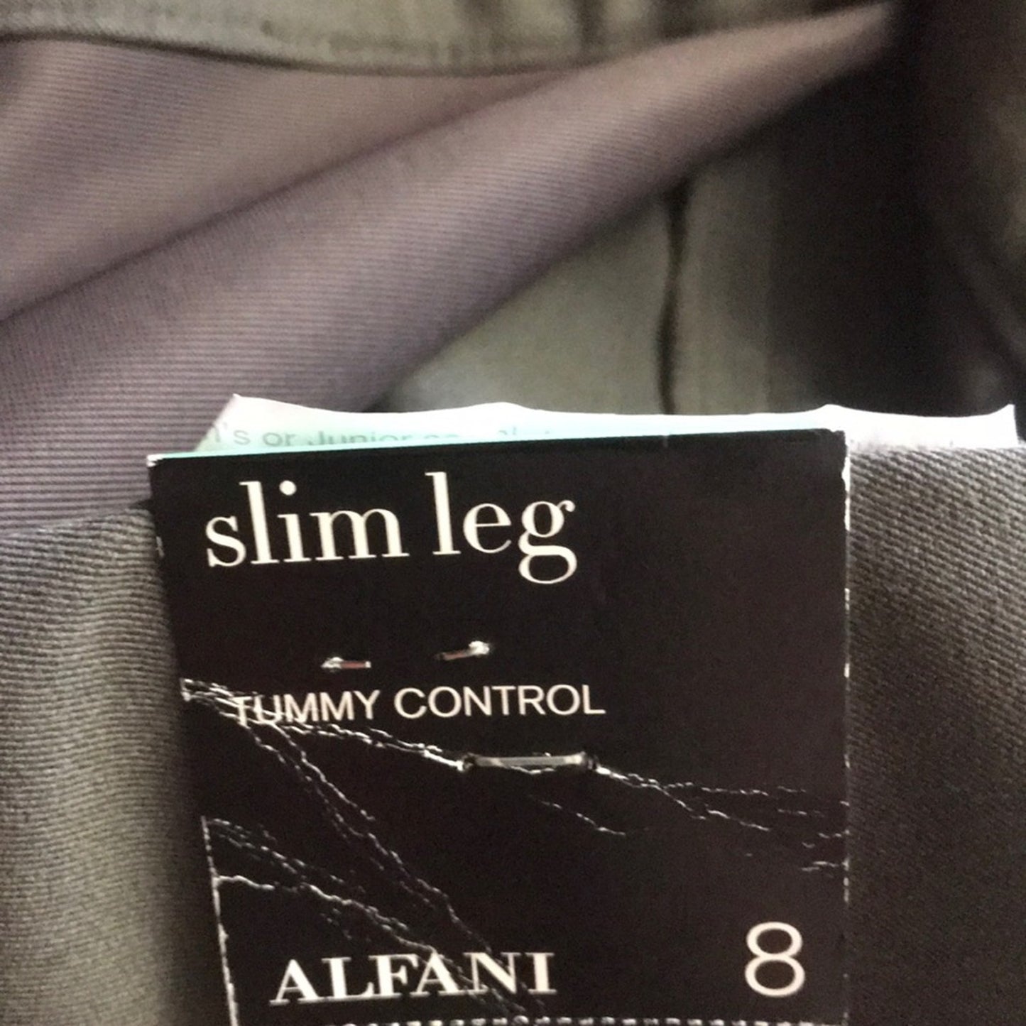 Alfani Tummy Control Slim Leg Grey Pants Size 8 Career Casual