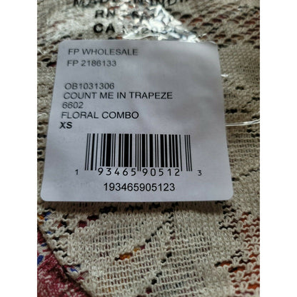 Free People Count Me In Trapeze Tunic Floral Combo Womens Extra Small NWT $88