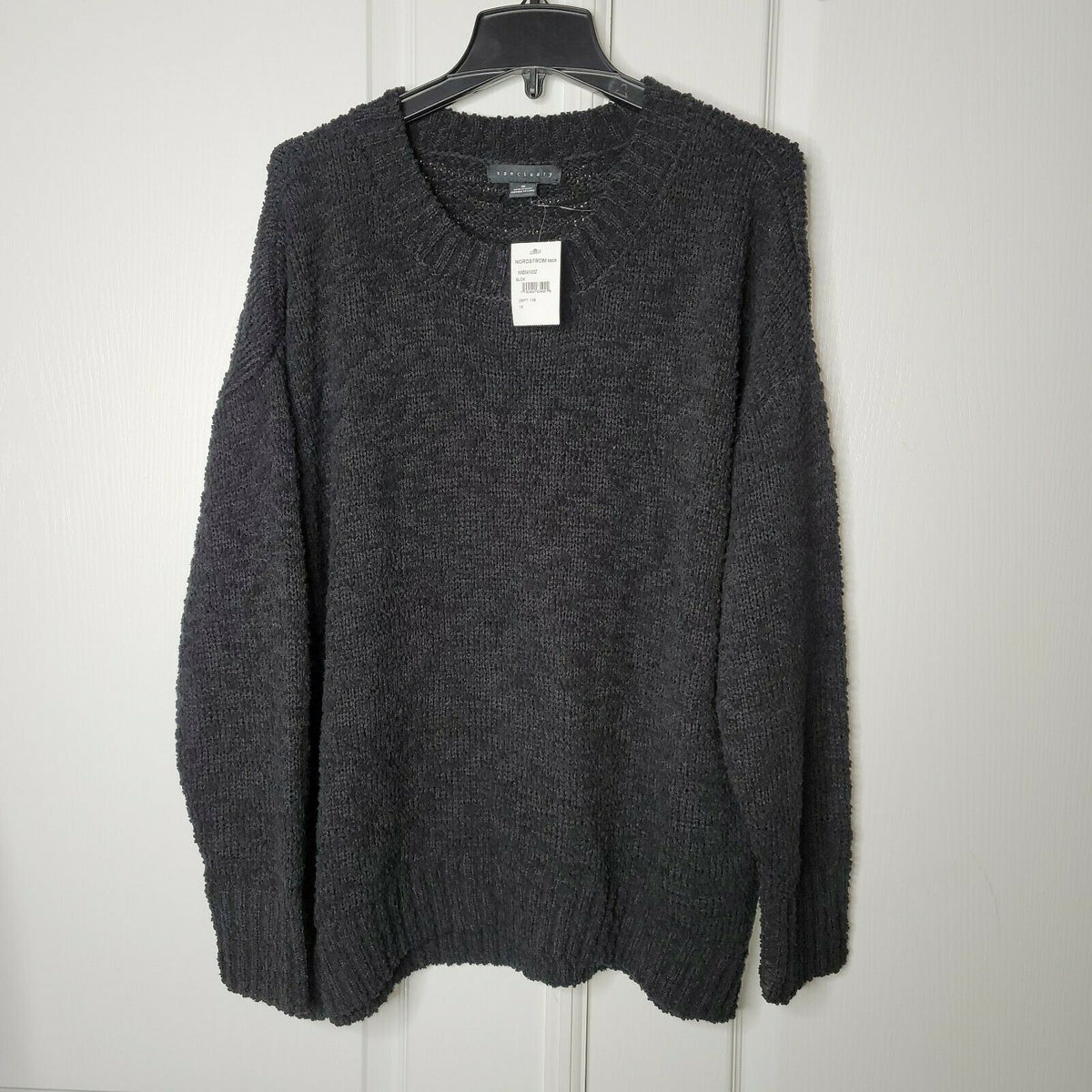 Sanctuary Popcorn Pullover Knit Sweater Crew Neck Long Sleeve Black Size 1X