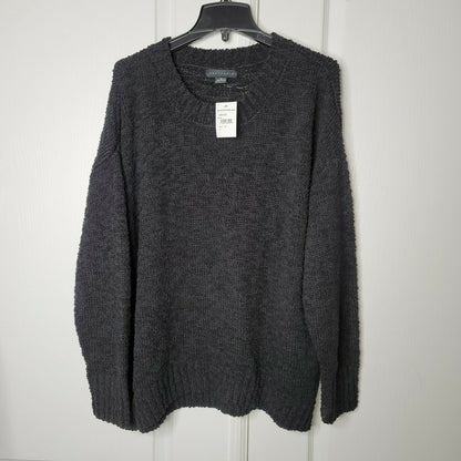 Sanctuary Popcorn Pullover Knit Sweater Crew Neck Long Sleeve Black Size 1X