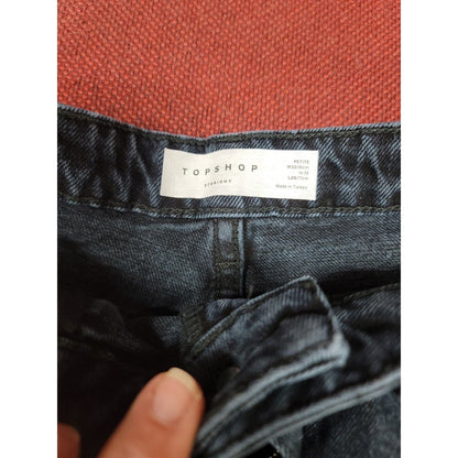 Topshop US 10 Petite Size 32 28 Length DARK Straight Leg Jeans Raw Hem Wash nEW