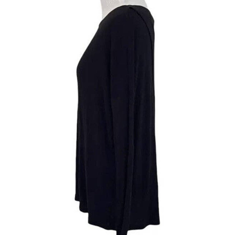 H by Bordeaux Split Back Long Sleeve Rib Knit Sweater XS/Extra Small Black NWT