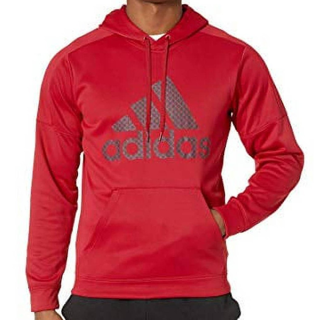 Adidas Climawarm Pullover Drawstring Graphic Hoodie Size Medium Red NWT